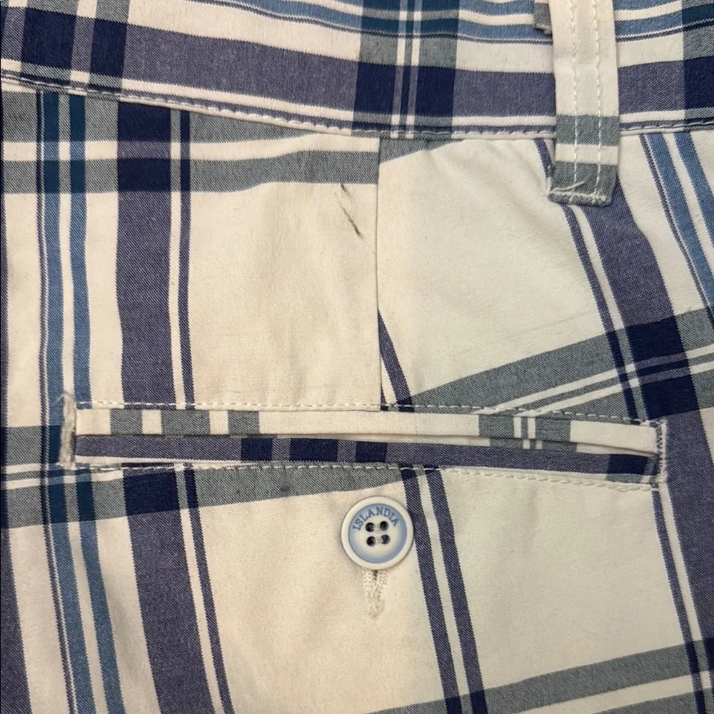 Islandia Clothing Co. Classic Blue and White Plaid Flat Front Shorts Size 32 - Picture 4 of 7